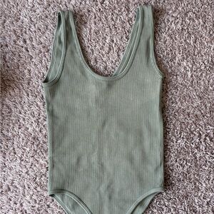 Zara army green ribbed bodysuit